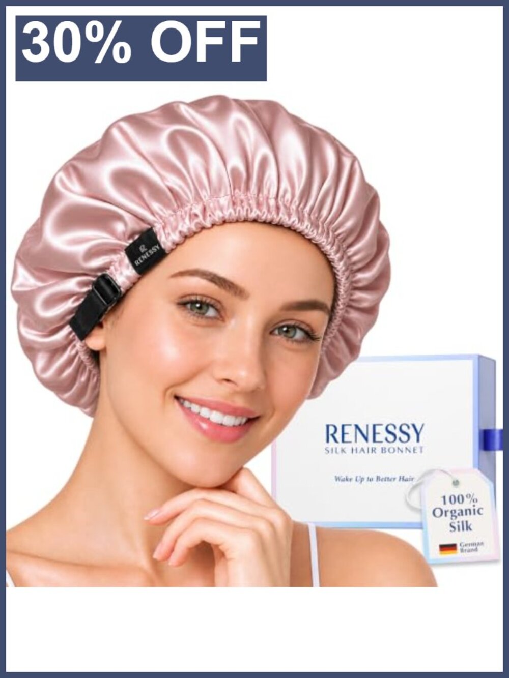 100% Mulberry Silk Sleep Cap 22 Momme Adjustable Bonnet Frizz Control